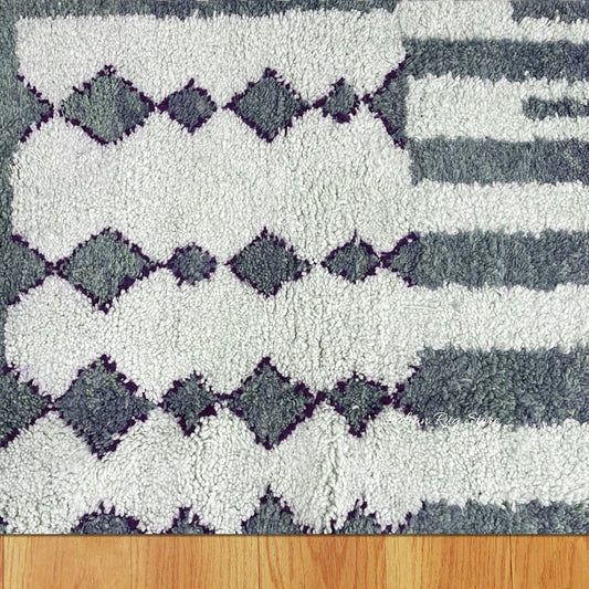 Tappeto per interni blu, ecologico, fatto a mano in stile fattoria Tappeto per interni blu, ecologico, fatto a mano in stile fattoria