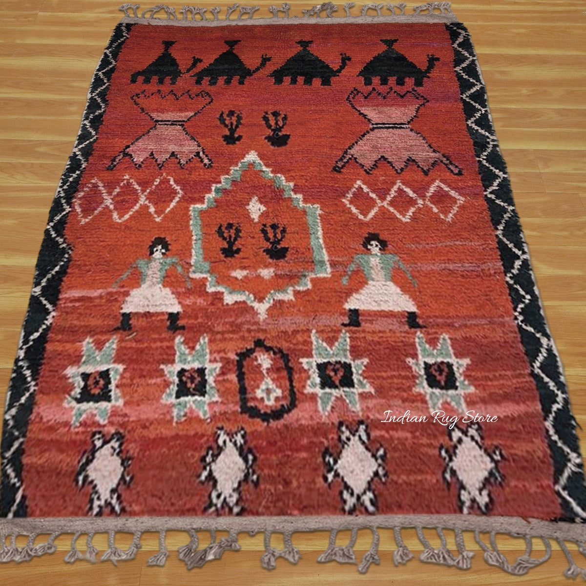 Living Room Hand Tufted Brick Color Area Rug - Indian Rug Store Living Room Hand Tufted Brick Color Area Rug - Indian Rug Store