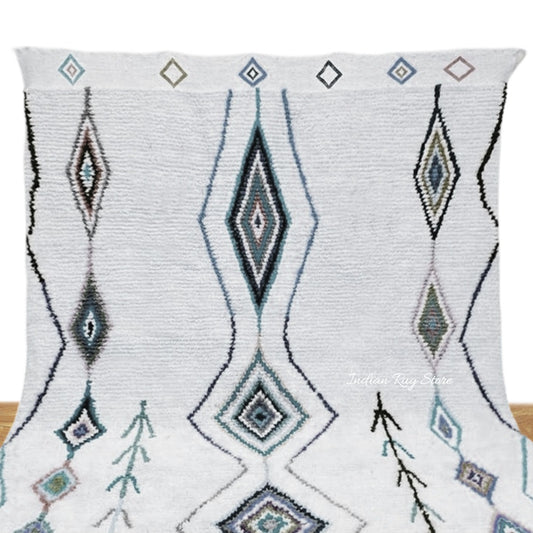 Tappeto per interni blu, ecologico, fatto a mano in stile fattoria Tappeto per interni blu, ecologico, fatto a mano in stile fattoria