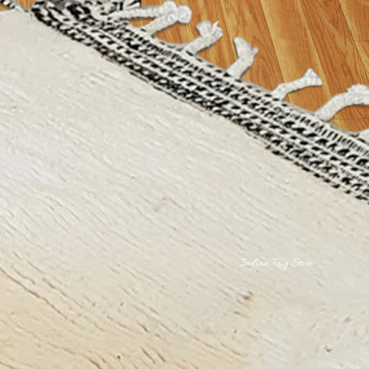 Tappeto per interni blu, ecologico, fatto a mano in stile fattoria Tappeto per interni blu, ecologico, fatto a mano in stile fattoria