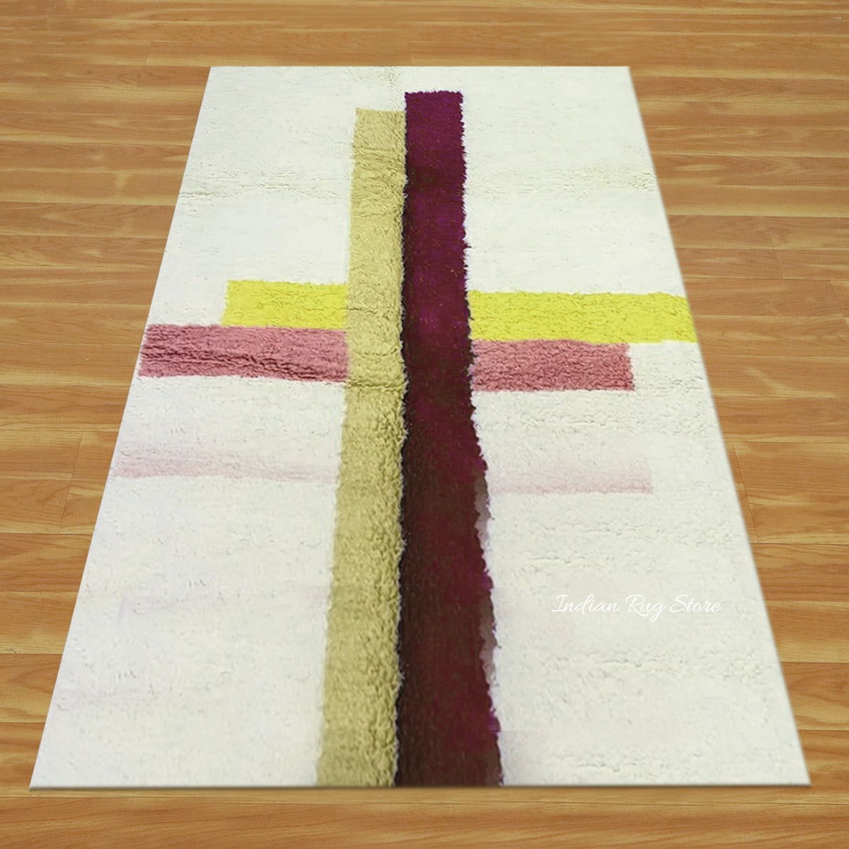 Beautiful Hand Tufted Pink and Yellow Color Area Rug - Indian Rug Store Beautiful Hand Tufted Pink and Yellow Color Area Rug - Indian Rug Store
