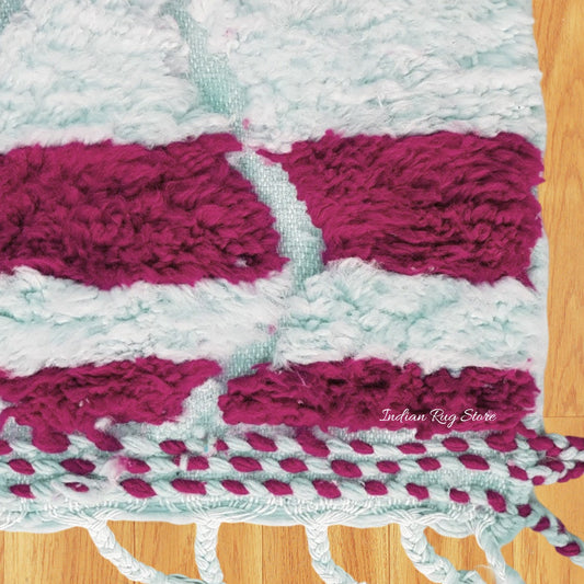 Tappeto per interni blu, ecologico, fatto a mano in stile fattoria Tappeto per interni blu, ecologico, fatto a mano in stile fattoria