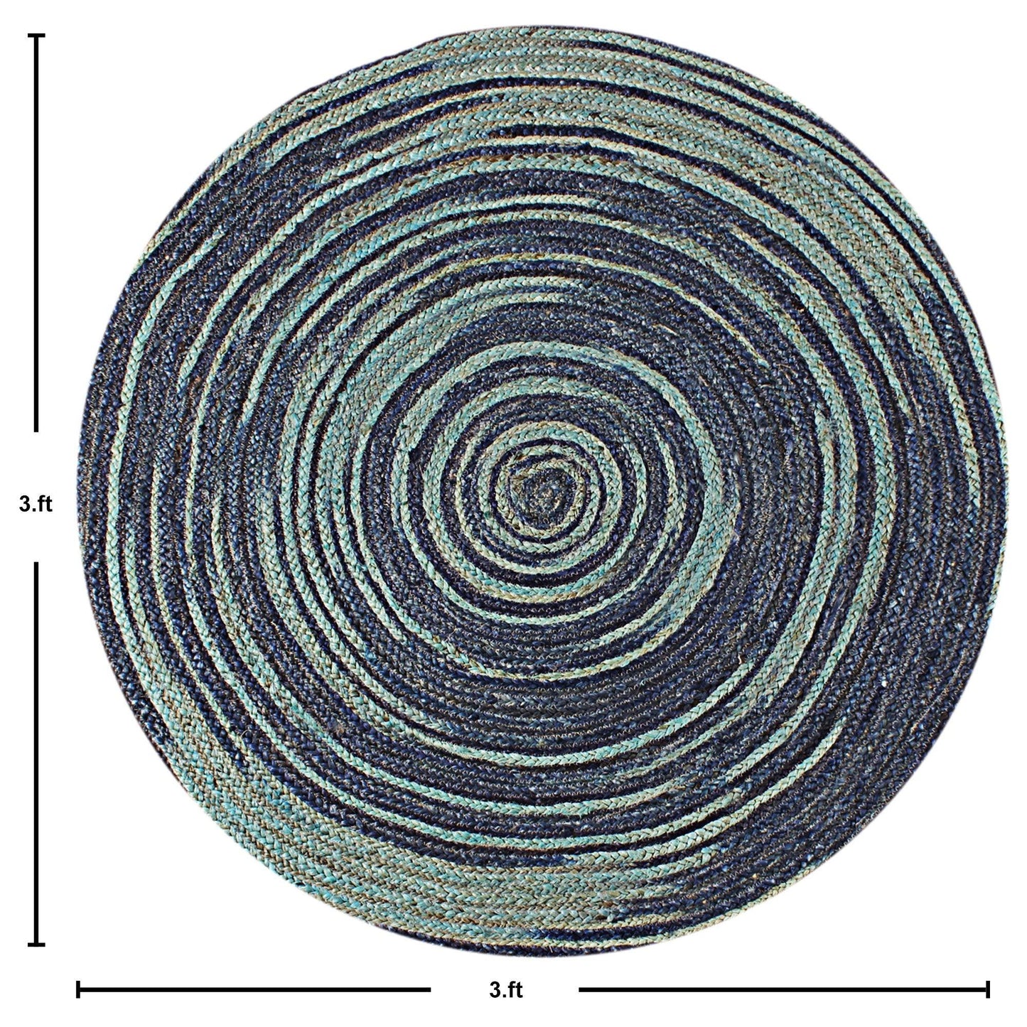 Multicolor Blue Hand Braided Geometric Farm House Decor Jute Rug - Indian Rug Store Multicolor Blue Hand Braided Geometric Farm House Decor Jute Rug - Indian Rug Store