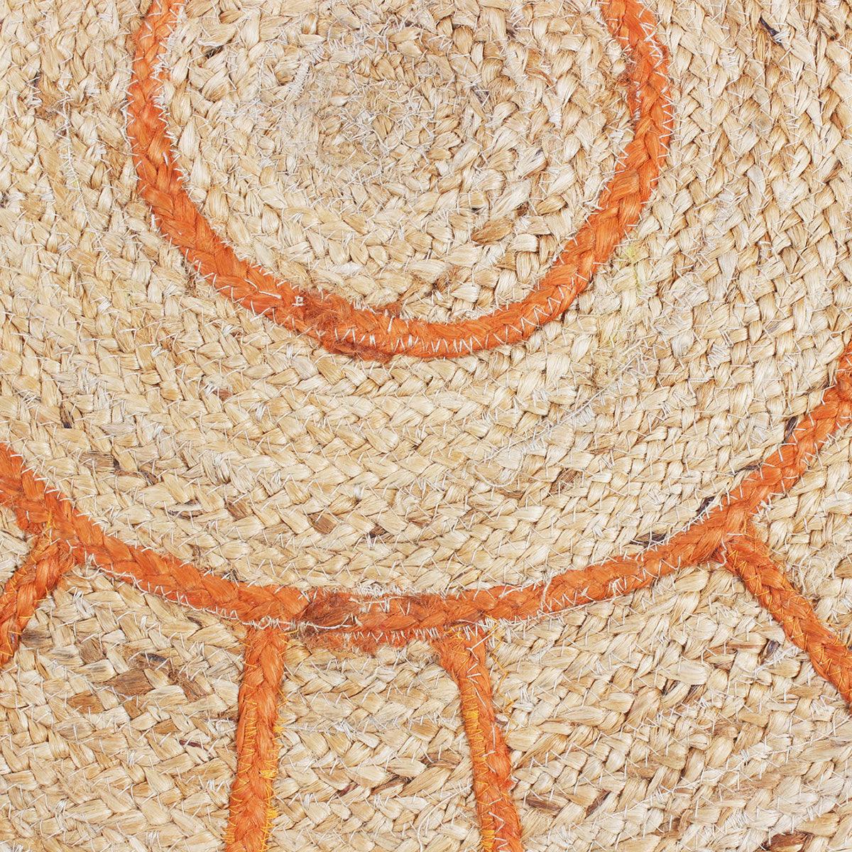 Orange Beige Striped Geometric Hand Braided Bed Room Decor Jute Rug - Indian Rug Store Orange Beige Striped Geometric Hand Braided Bed Room Decor Jute Rug - Indian Rug Store