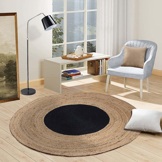 Geometric Beige Black Hand Braided Living Area Decor Jute Rug Geometric Beige Black Hand Braided Living Area Decor Jute Rug