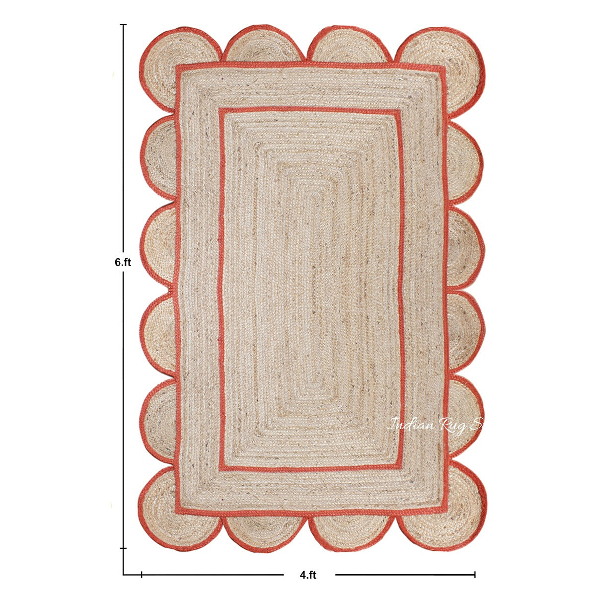 Beige Orange Geometric Hand Braided Living Hall Decor Jute Rug - Indian Rug Store Beige Orange Geometric Hand Braided Living Hall Decor Jute Rug - Indian Rug Store