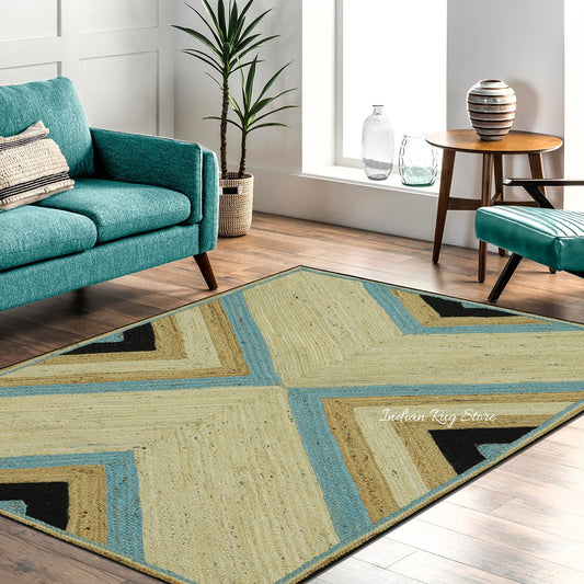 Tappeto tradizionale multicolore intrecciato a mano in juta da fattoria Tappeto tradizionale multicolore intrecciato a mano in juta da fattoria