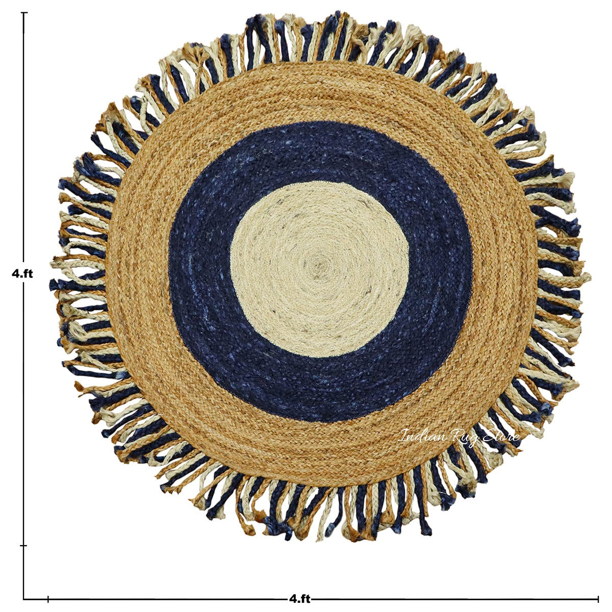 Hand Braided Black Beige Round Flat Weave Jute Rug - Indian Rug Store Hand Braided Black Beige Round Flat Weave Jute Rug - Indian Rug Store