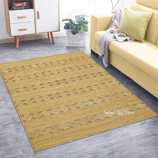 Tappeto da fattoria in juta beige intrecciato a mano Tappeto da fattoria in juta beige intrecciato a mano