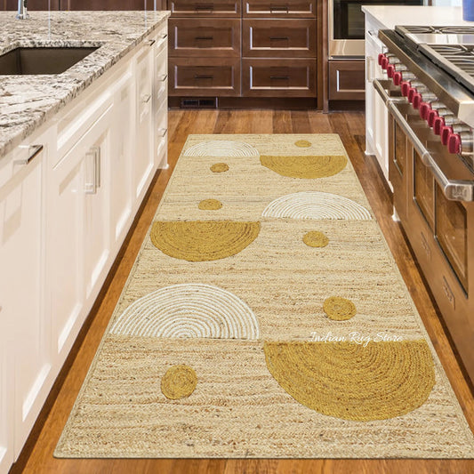 Tappeto moderno intrecciato a mano in juta multicolore di grandi dimensioni Tappeto moderno intrecciato a mano in juta multicolore di grandi dimensioni