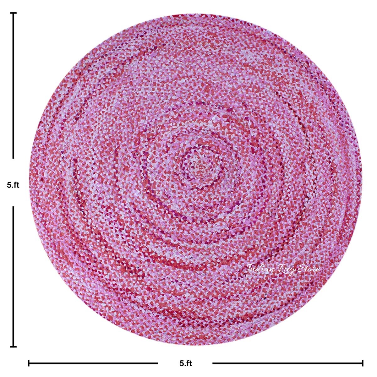 Beautiful Pink Hand Braided Cotton Chindi Home Decor Round Area Rug - Indian Rug Store Beautiful Pink Hand Braided Cotton Chindi Home Decor Round Area Rug - Indian Rug Store