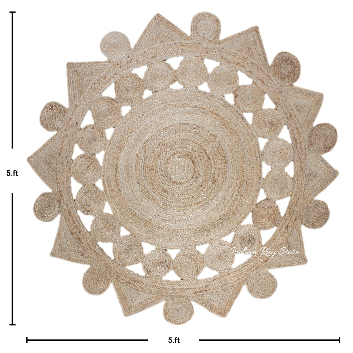 Classic Beige Hand Braided Jute Dining Room Round Area Rug - Indian Rug Store Classic Beige Hand Braided Jute Dining Room Round Area Rug - Indian Rug Store