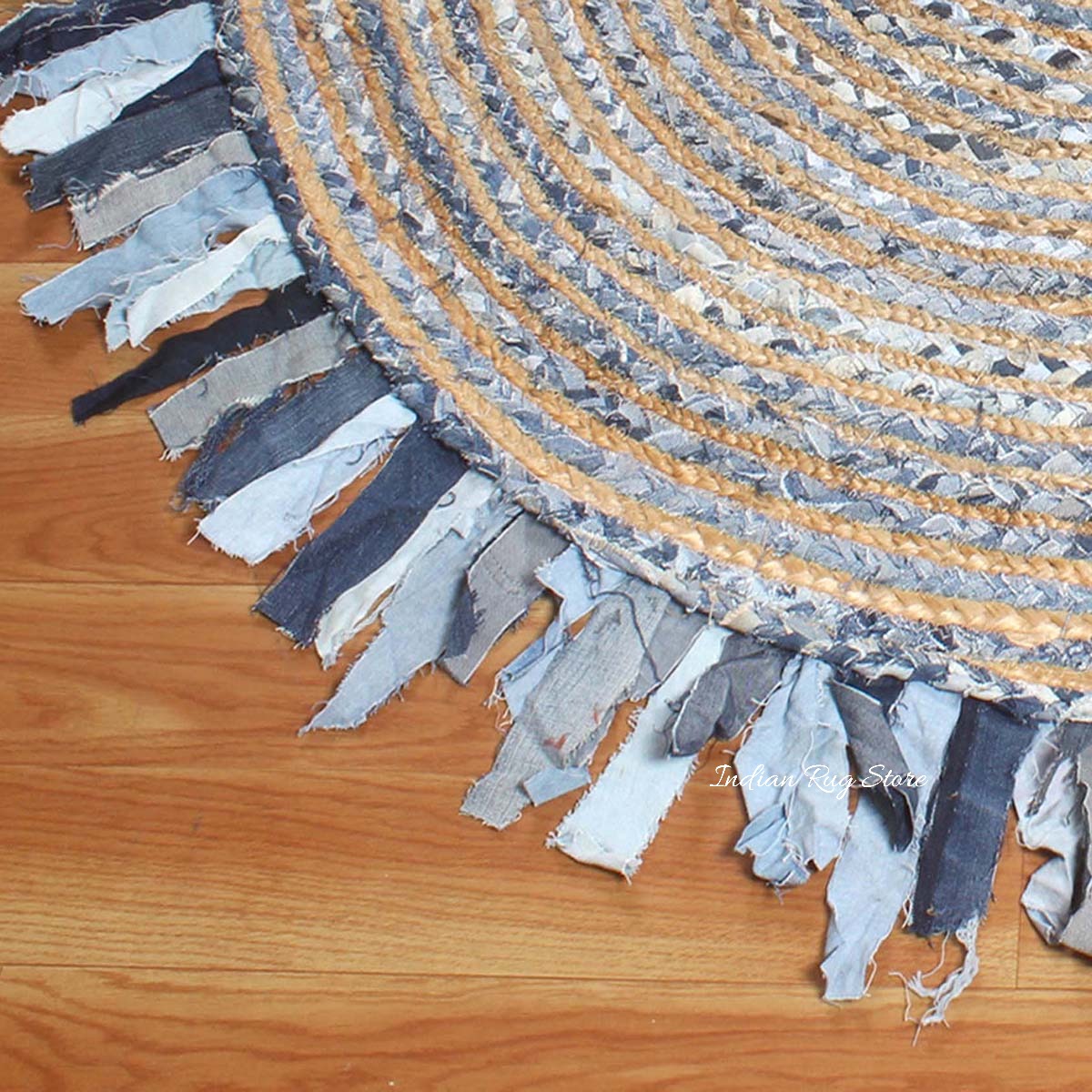 Multicolor Beige Hand Braided Round Home Decor Cotton Jute Rug - Indian Rug Store
