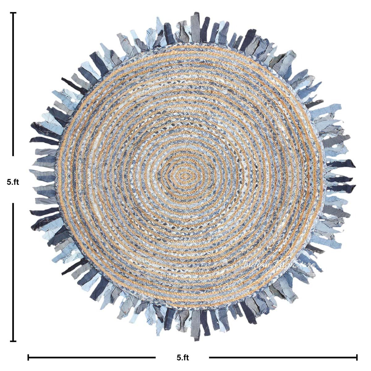 Multicolor Beige Hand Braided Round Home Decor Cotton Jute Rug - Indian Rug Store Multicolor Beige Hand Braided Round Home Decor Cotton Jute Rug - Indian Rug Store