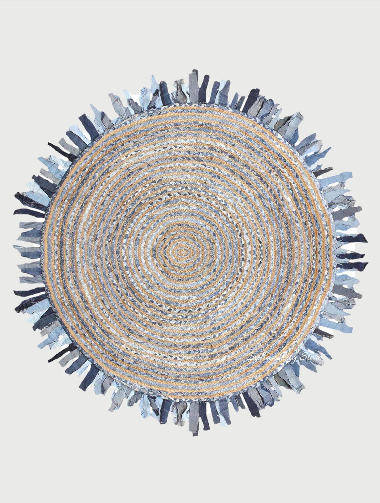 Multicolor Beige Hand Braided Round Home Decor Cotton Jute Rug - Indian Rug Store