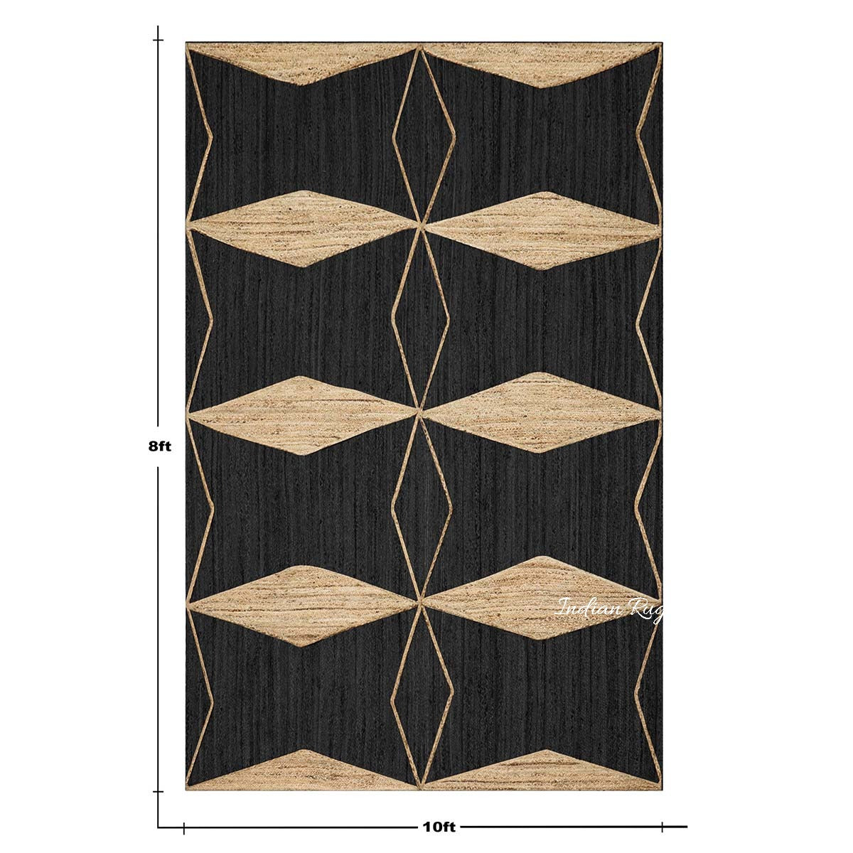 Attractive Black Beige Hand Braided Interior Jute Area Rug - Indian Rug Store Attractive Black Beige Hand Braided Interior Jute Area Rug - Indian Rug Store