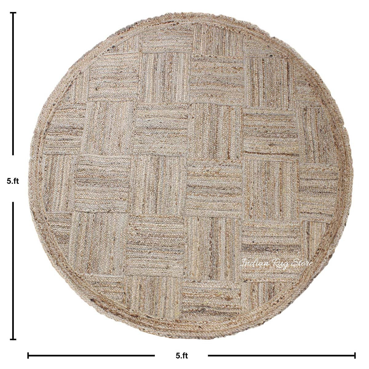 Traditional Hand Braided Beige Jute Entry Way Round Area Rug - Indian Rug Store Traditional Hand Braided Beige Jute Entry Way Round Area Rug - Indian Rug Store