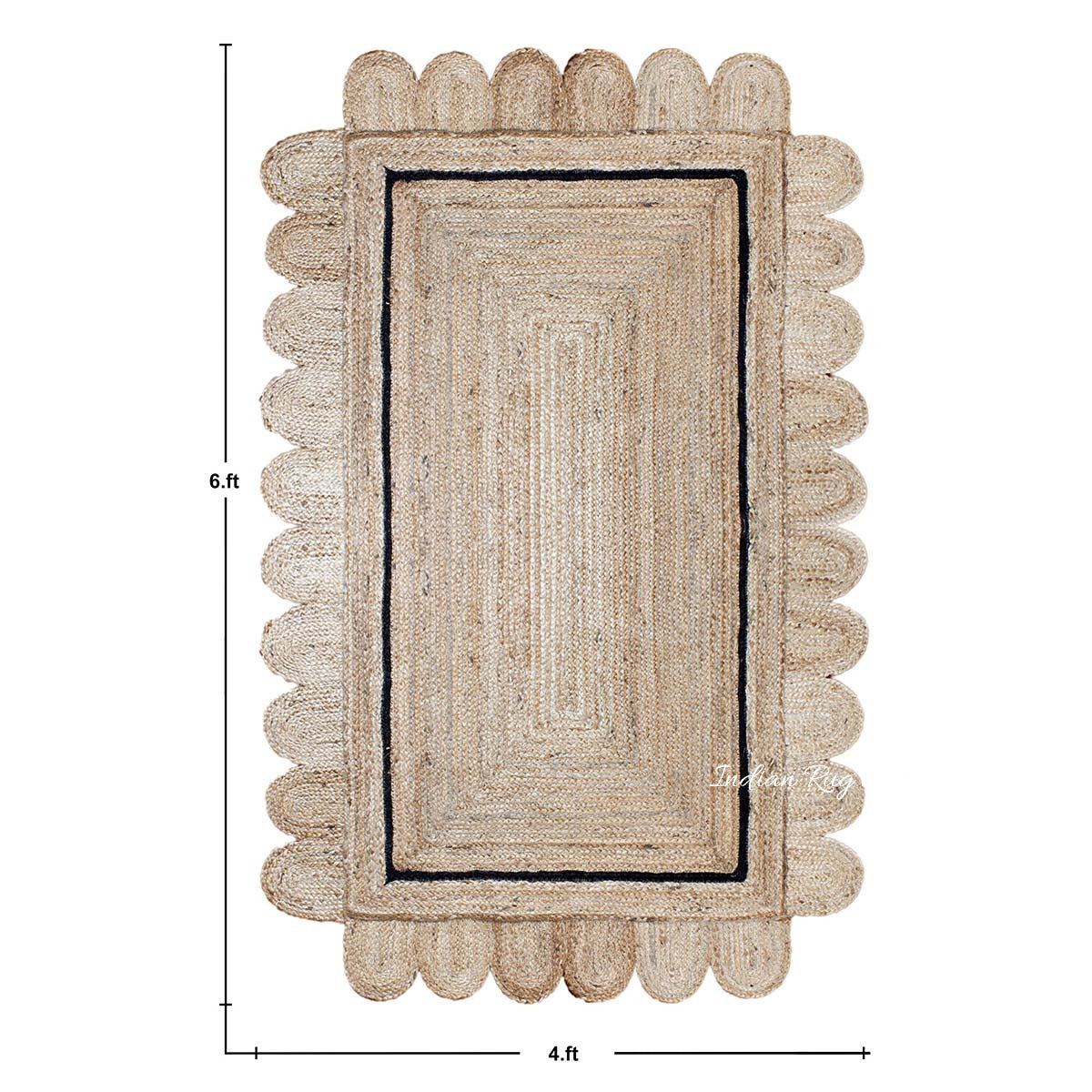 Trendy Black Beige Hand Braided Home Decor Jute Area Rug - Indian Rug Store Trendy Black Beige Hand Braided Home Decor Jute Area Rug - Indian Rug Store