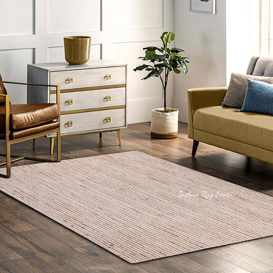 Trendy White Beige Hand Braided Farm House Jute Area Rug Trendy White Beige Hand Braided Farm House Jute Area Rug