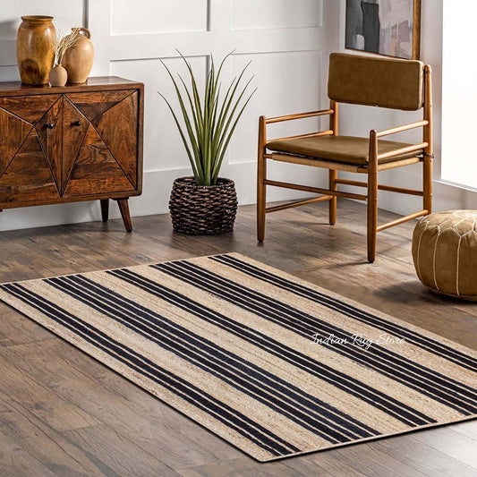 Tappeto orientale in juta intrecciato a mano Sea House, beige e nero Tappeto orientale in juta intrecciato a mano Sea House, beige e nero