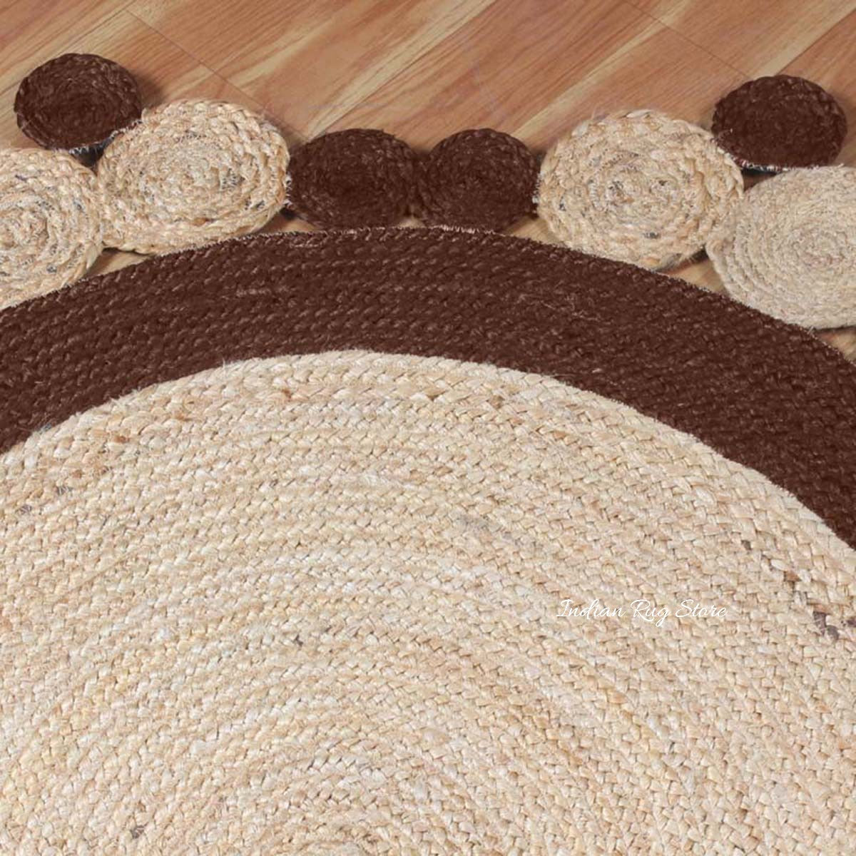Brown Artistic Hand Braided Jute Home Decor Round Area Rug - Indian Rug Store Brown Artistic Hand Braided Jute Home Decor Round Area Rug - Indian Rug Store