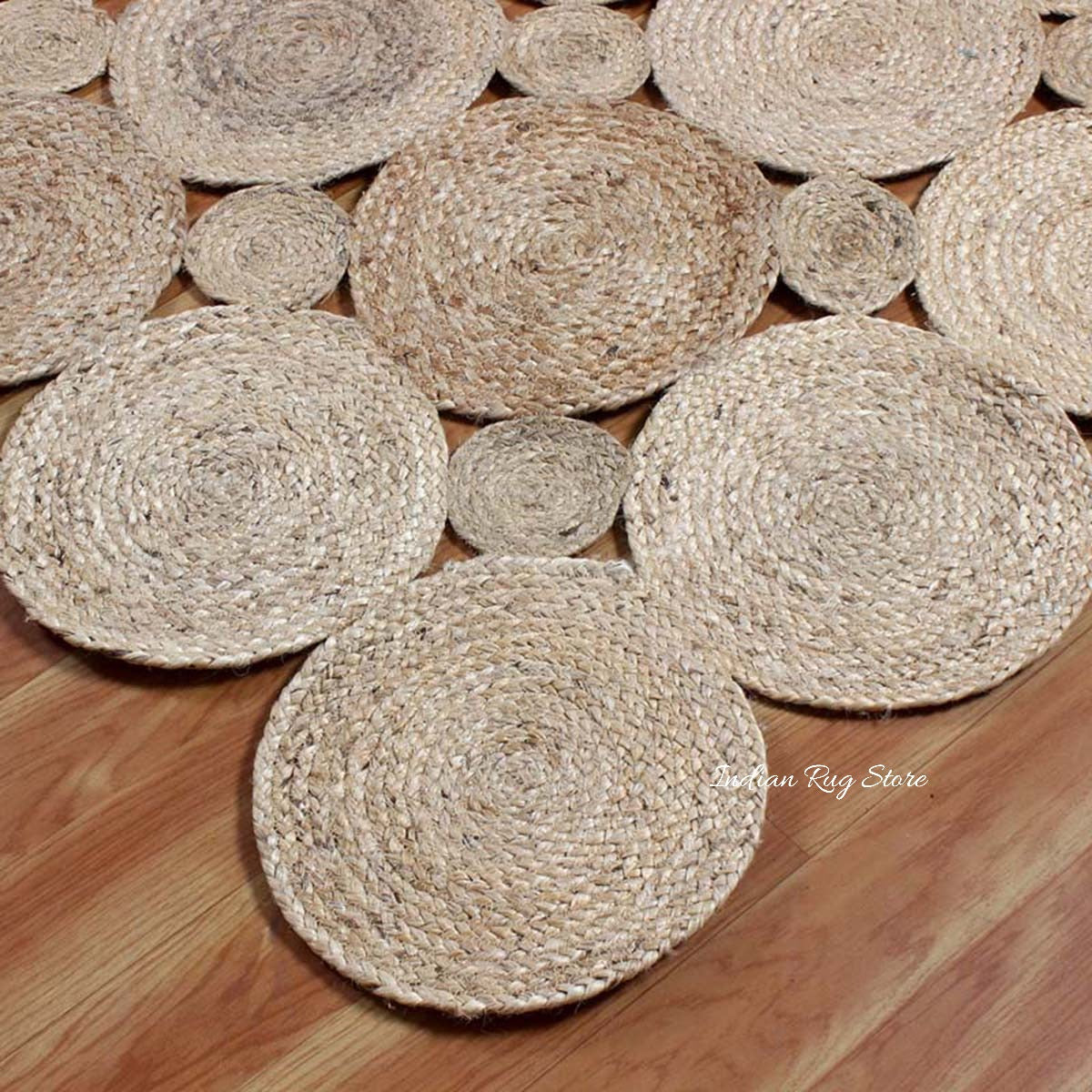 Beautiful Hand Braided Sea House Beige Jute Rug - Indian Rug Store Beautiful Hand Braided Sea House Beige Jute Rug - Indian Rug Store