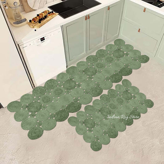 Tappeto classico intrecciato a mano in juta verde Sea House Tappeto classico intrecciato a mano in juta verde Sea House