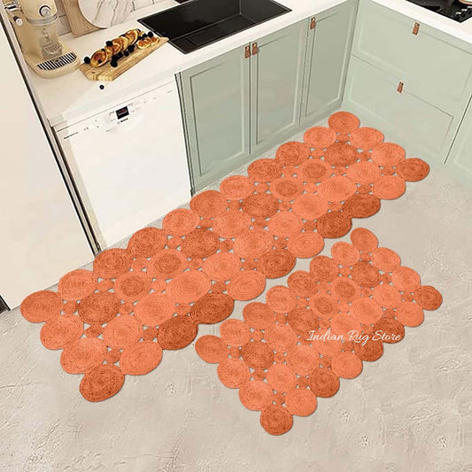 Tappeto artistico intrecciato a mano in juta Sea House arancione Tappeto artistico intrecciato a mano in juta Sea House arancione