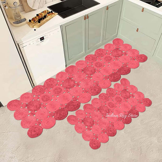 Tappeto da fattoria in juta rosso intrecciato a mano alla moda Tappeto da fattoria in juta rosso intrecciato a mano alla moda