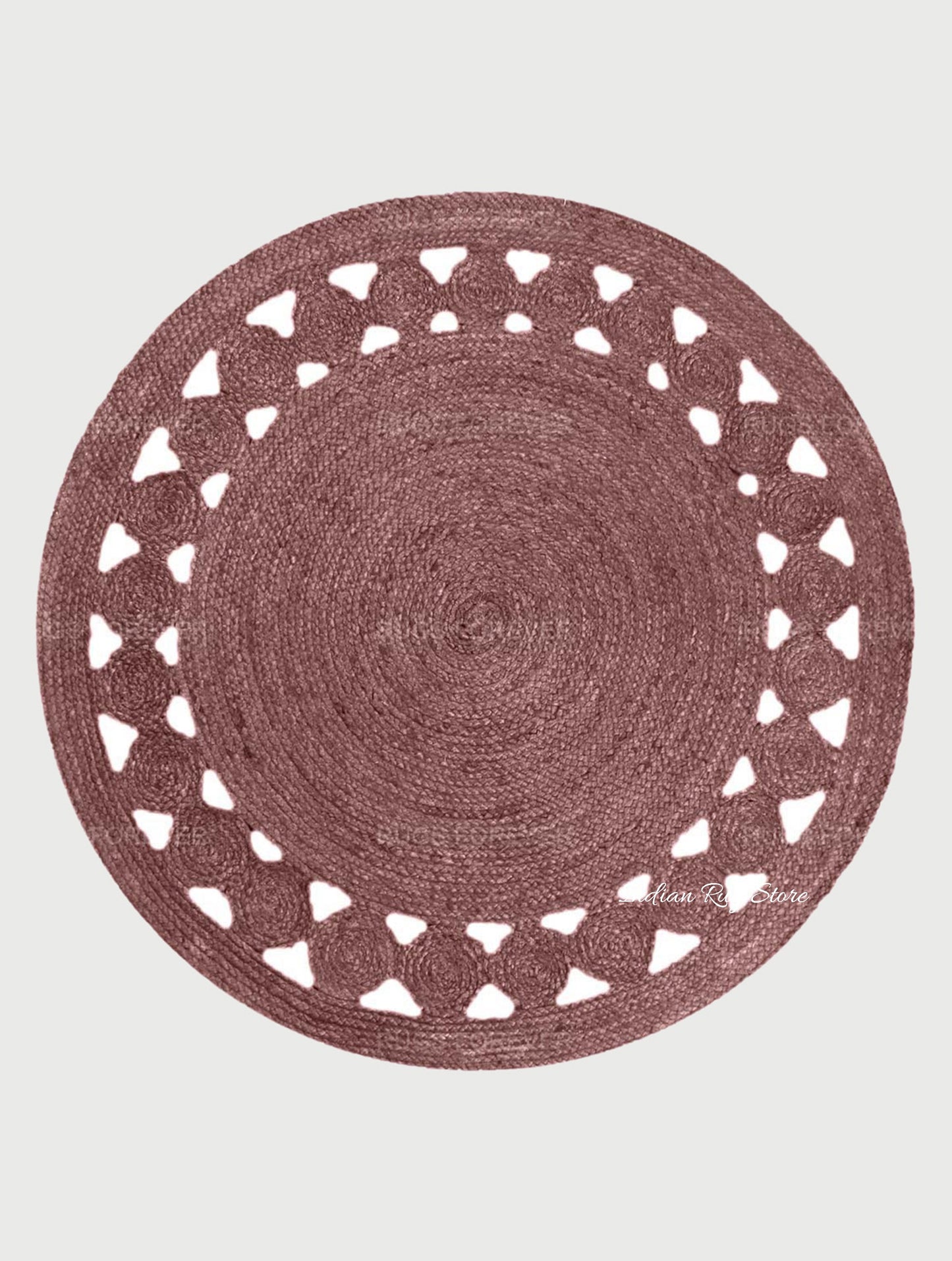 Artistic Brown Outdoor Hand Braided Round Area Rug - Indian Rug Store Artistic Brown Outdoor Hand Braided Round Area Rug - Indian Rug Store