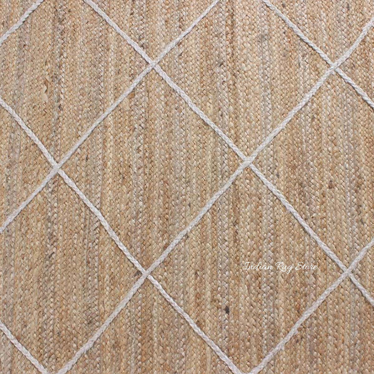 Artistic Beige White Hand Braided Indoor Jute Area Rug - Indian Rug Store Artistic Beige White Hand Braided Indoor Jute Area Rug - Indian Rug Store