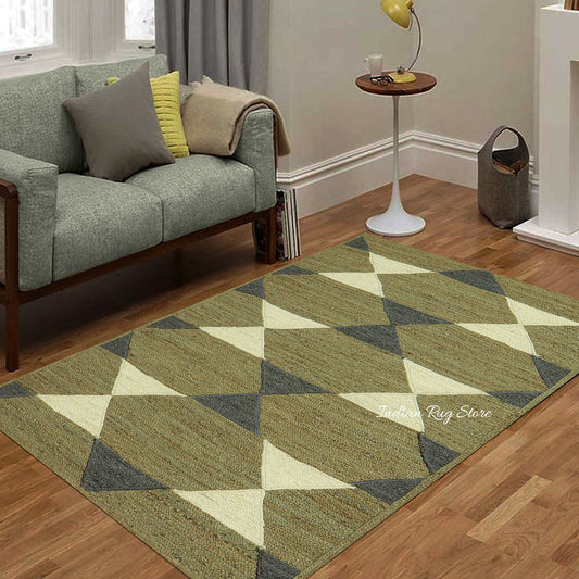 Bellissimo tappeto interno in juta intrecciato a mano multicolore verde Bellissimo tappeto interno in juta intrecciato a mano multicolore verde