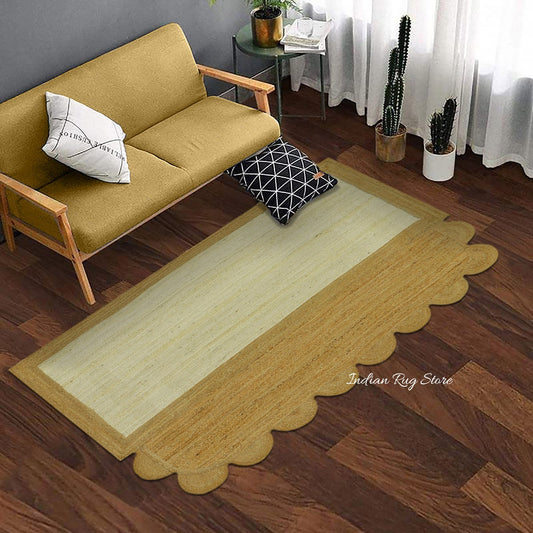 Tappeto tradizionale in juta intrecciato a mano marrone beige per ingresso Tappeto tradizionale in juta intrecciato a mano marrone beige per ingresso