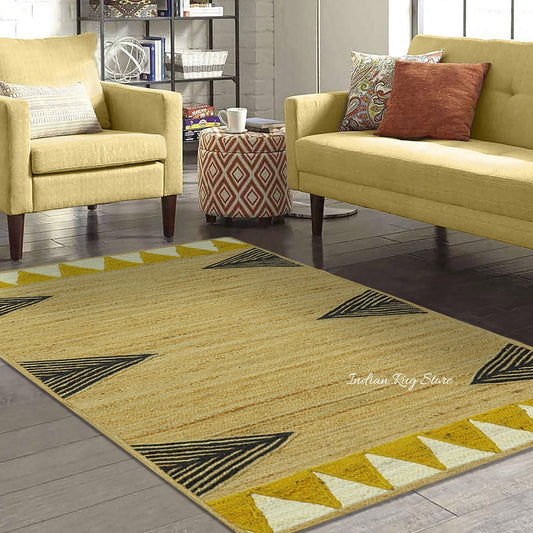 Hermosa alfombra de yute para interiores trenzada a mano en color marrón y negro Hermosa alfombra de yute para interiores trenzada a mano en color marrón y negro