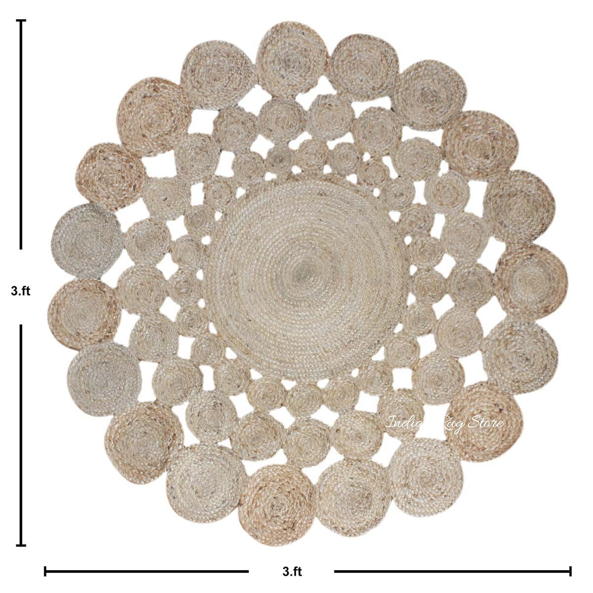 Artistic Hand Braided Beige Jute Entry Way Round Area Rug - Indian Rug Store Artistic Hand Braided Beige Jute Entry Way Round Area Rug - Indian Rug Store