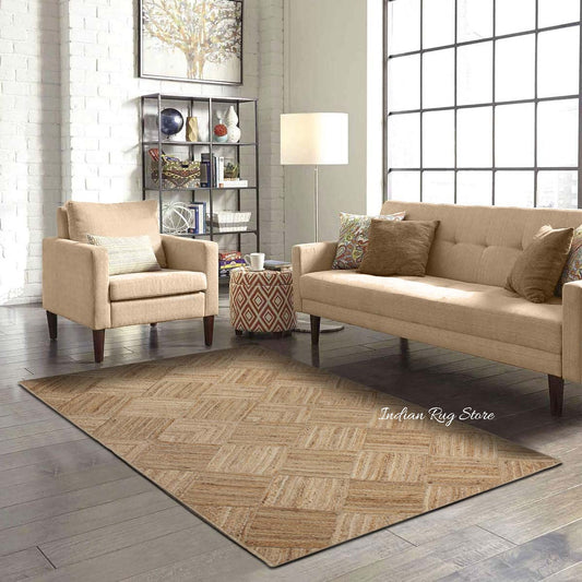 Tappeto orientale beige intrecciato a mano in juta per la casa Tappeto orientale beige intrecciato a mano in juta per la casa