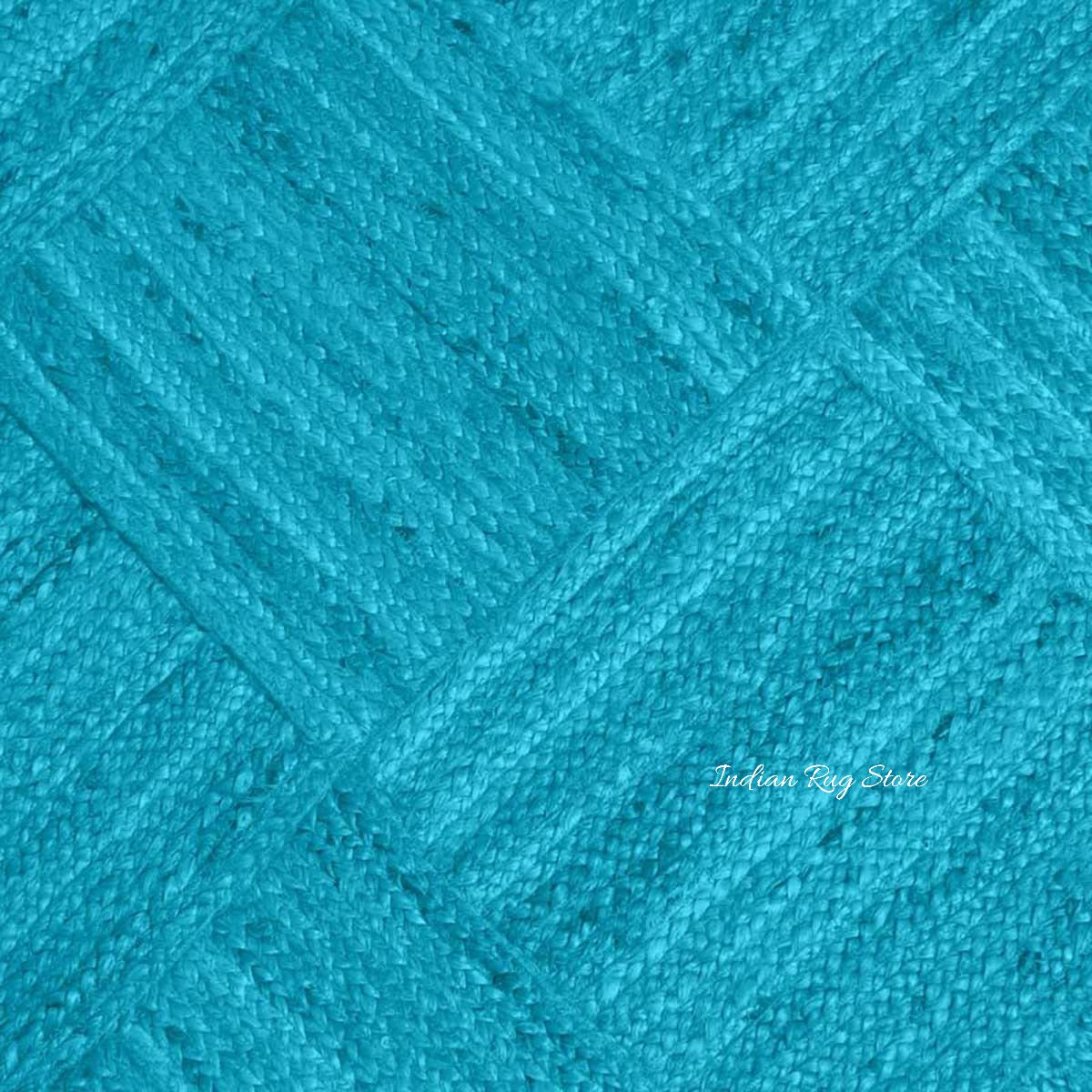 Turquoise Blue Hand Braided Home Decor Jute Area Rug - Indian Rug Store Turquoise Blue Hand Braided Home Decor Jute Area Rug - Indian Rug Store