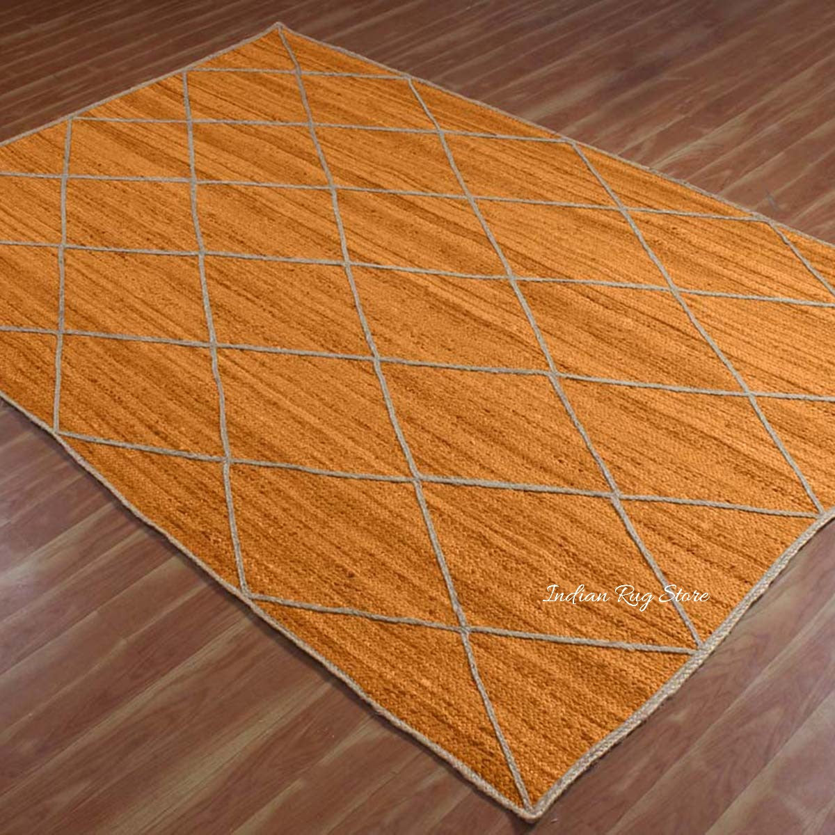 Attractive Yellow Beige Hand Braided Indoor Jute Area Rug - Indian Rug Store