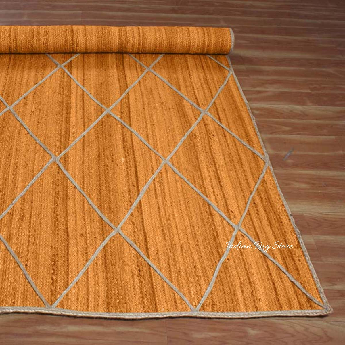 Attractive Yellow Beige Hand Braided Indoor Jute Area Rug - Indian Rug Store