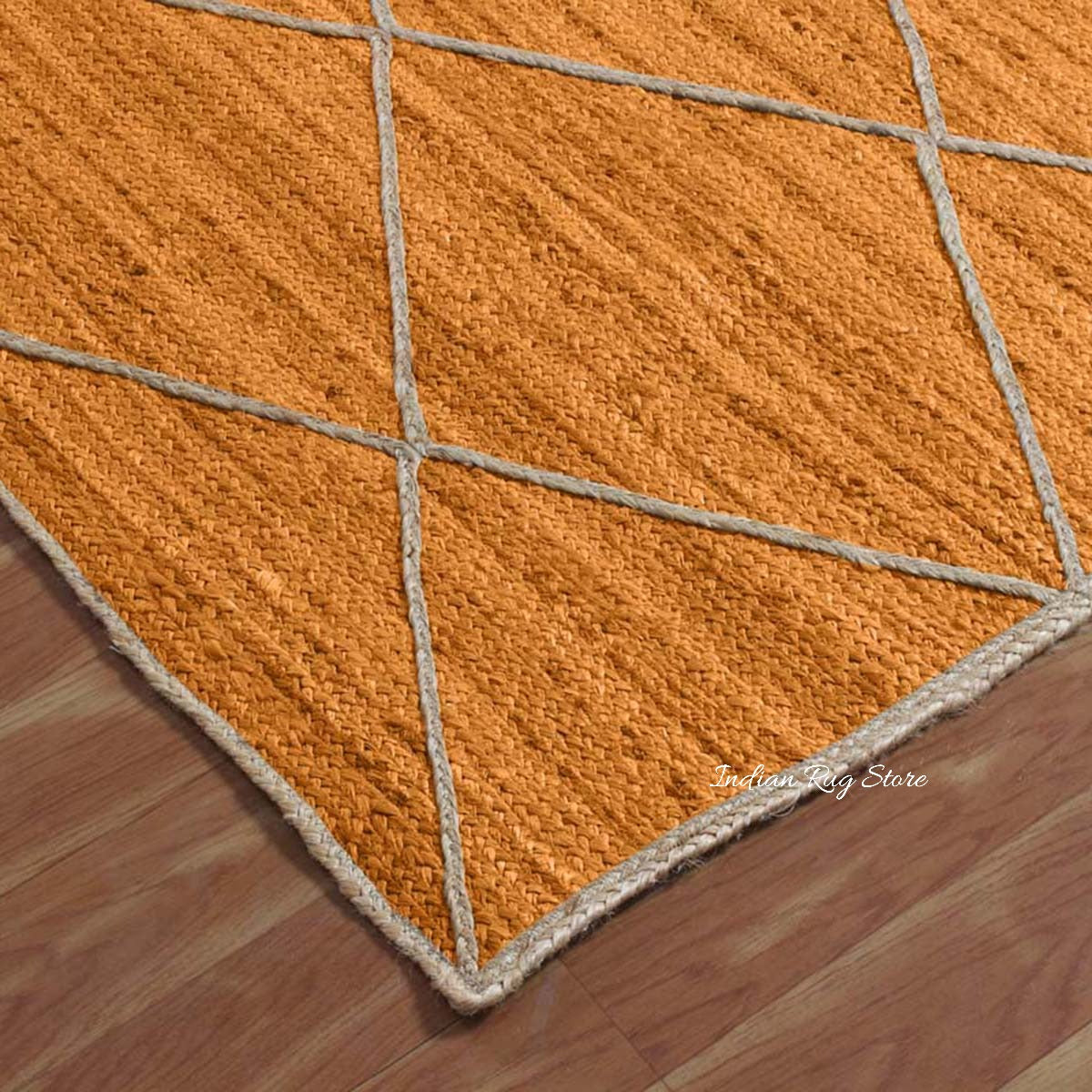 Attractive Yellow Beige Hand Braided Indoor Jute Area Rug - Indian Rug Store