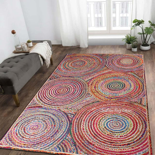 Hand Braided Geometric Multicolor Brige Dining Room Cotton Jute Rug Hand Braided Geometric Multicolor Brige Dining Room Cotton Jute Rug
