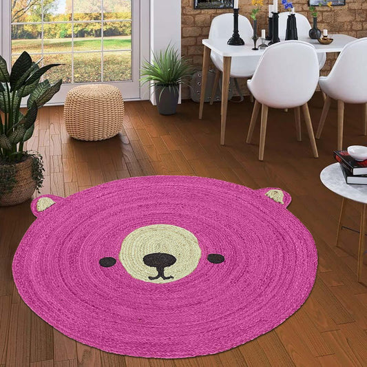 Handmade Braided Jute Pink Kids Play Area Rug Handmade Braided Jute Pink Kids Play Area Rug