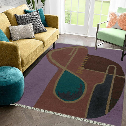 Tappeto da esterno moderno astratto fatto a mano viola indiano RV-4 Tappeto da esterno moderno astratto fatto a mano viola indiano RV-4