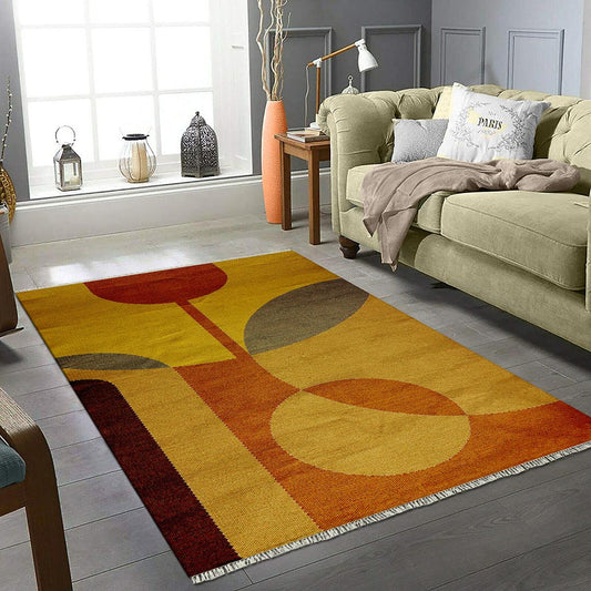 Handmade Yellow Interior Attractive Abstract Entry Way Rug RV-5 Handmade Yellow Interior Attractive Abstract Entry Way Rug RV-5