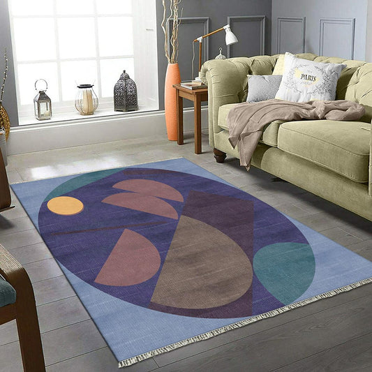 Tappeto indiano in cotone fatto a mano multicolore da fattoria RV-24 Tappeto indiano in cotone fatto a mano multicolore da fattoria RV-24