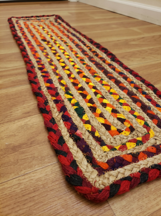 Multicolor Geometric Braided Jute Stair Treads, Set of 15 Rugs Multicolor Geometric Braided Jute Stair Treads, Set of 15 Rugs