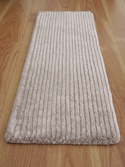 Handmade Corduroy Ribbed Stair Treads, Greige Silver Pile, Luxury Step Mats Handmade Corduroy Ribbed Stair Treads, Greige Silver Pile, Luxury Step Mats