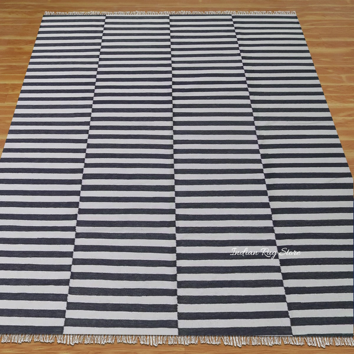 Hand Tufted Black Stripped Area Rug - Indian Rug Store Hand Tufted Black Stripped Area Rug - Indian Rug Store