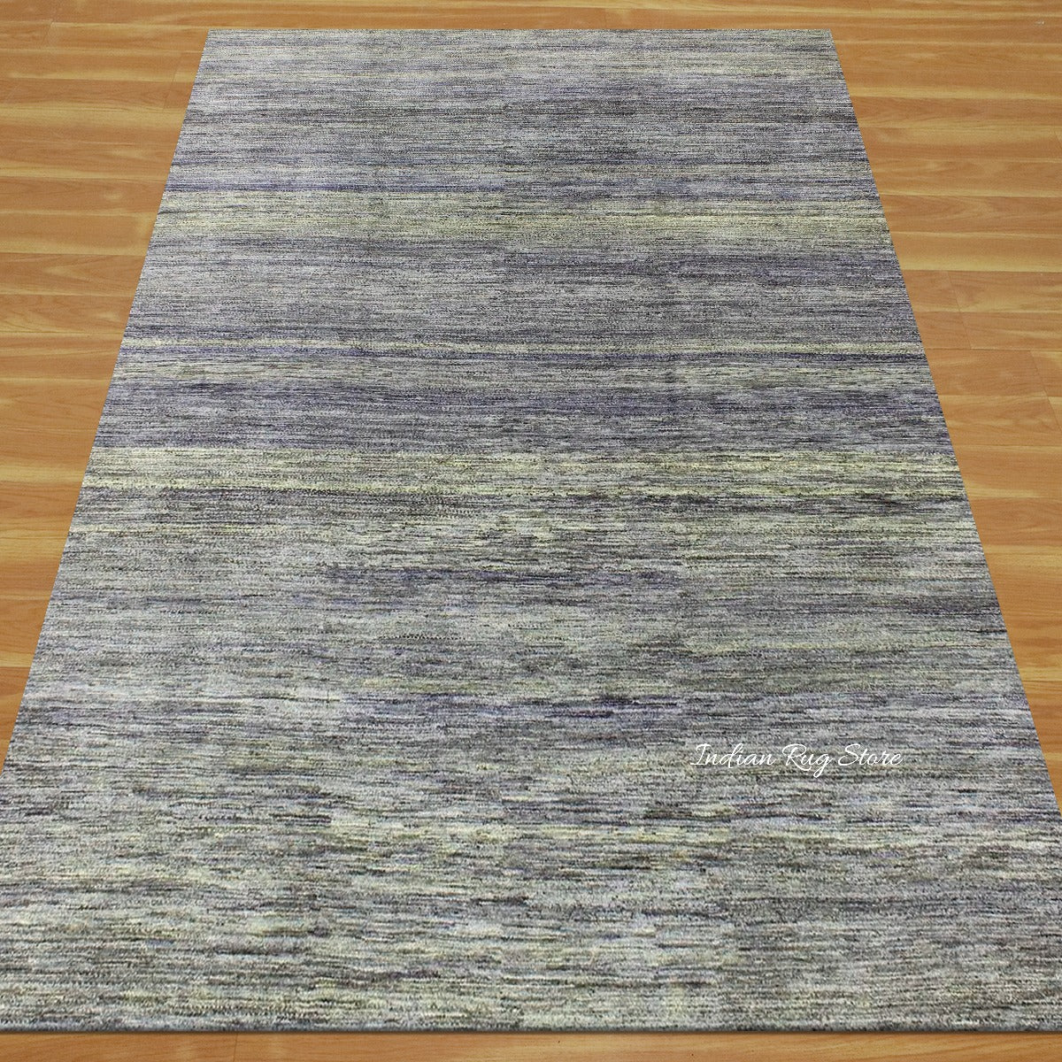 Handmade Gray and Green Stripped Living Area Rug - Indian Rug Store Handmade Gray and Green Stripped Living Area Rug - Indian Rug Store