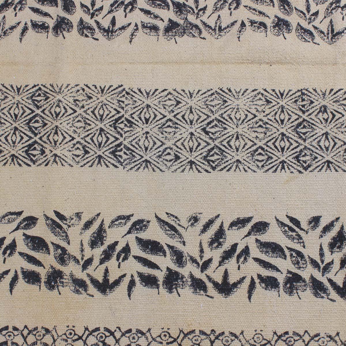 Black Beige Hand Block Print Work Floral Bedroom Decor Cotton Dhuree - Indian Rug Store Black Beige Hand Block Print Work Floral Bedroom Decor Cotton Dhuree - Indian Rug Store